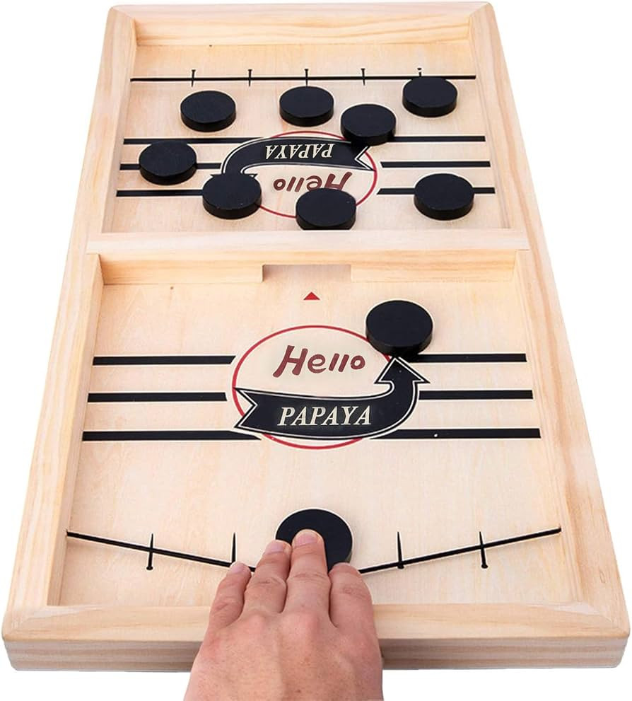 HELLO PAPAYA Fast Sling Puck Game,Wooden Hockey Game,Super Foosball Table,Desktop Battle Winner S... | Amazon (US)