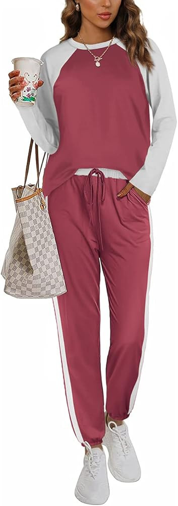 Womens Two Piece Sweatsuits Color Block Casaul Lounge Sets | Amazon (US)