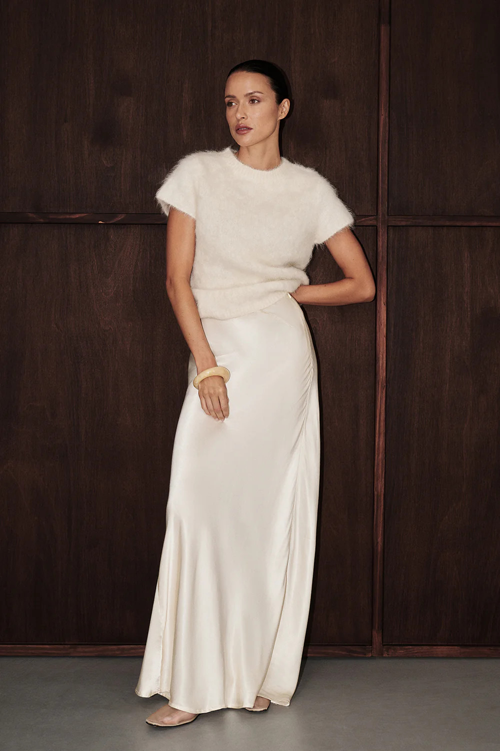 CHARLI CREAM SATIN MAXI SKIRT | DISSH