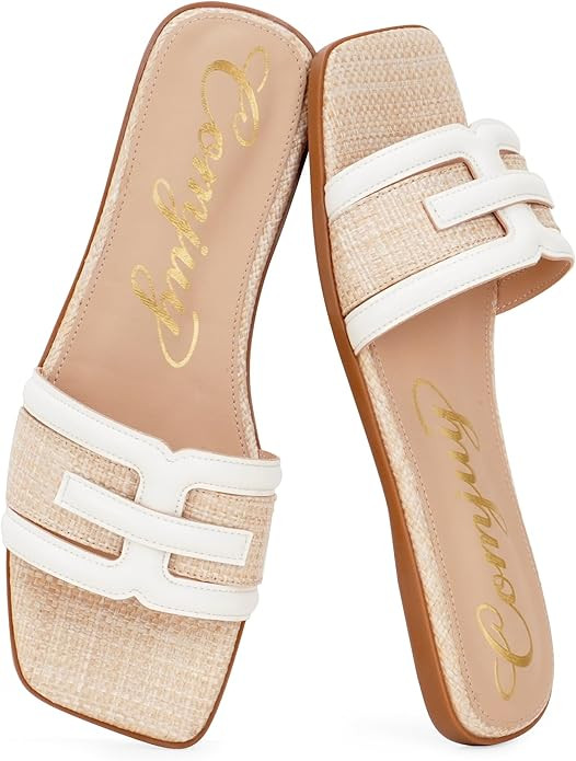 Raffia Sandals Womens Heeled Sandals Comfortable 2 Inch Kitten Heels Lightweight Square Toe Summe... | Amazon (US)