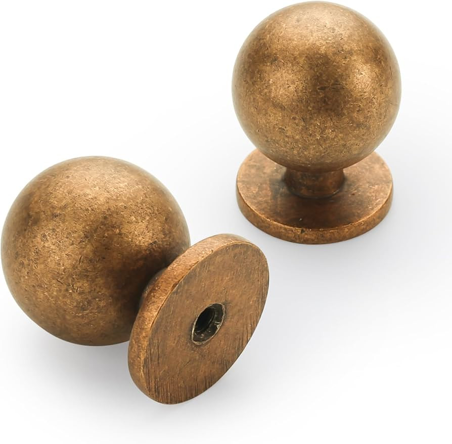 10 Pack 1.2 Inch Antique Brass Cabinet Knobs Kitchen Cabinet Knobs Round Drawer Knobs Vintage Kno... | Amazon (US)