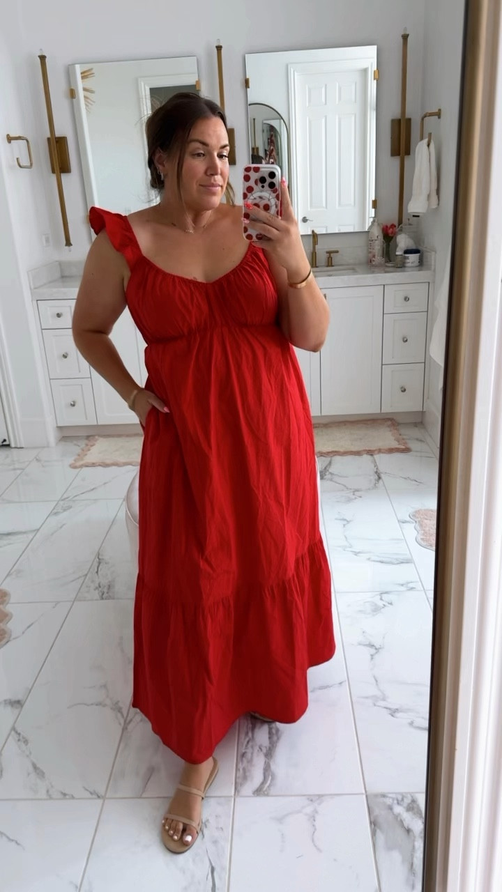 curvy summer red maxi dress! wearing size large, but could have taken the medium. runs big, size down! 

#LTKMidsize #LTKFindsUnder50 #LTKSummerSales