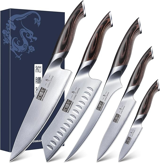 HOSHANHO 5 Pieces Knife Set, Japanese High Carbon Stainless Steel Kitchen Knife Sets, Professiona... | Amazon (US)