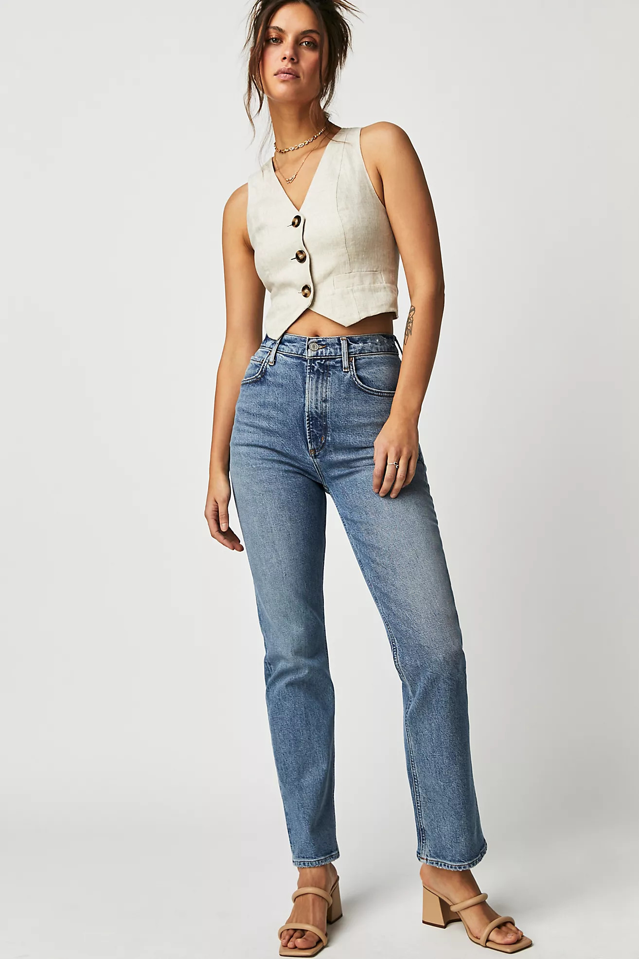 AGOLDE High-Rise Stovepipe Jeans | Free People (Global - UK&FR Excluded)