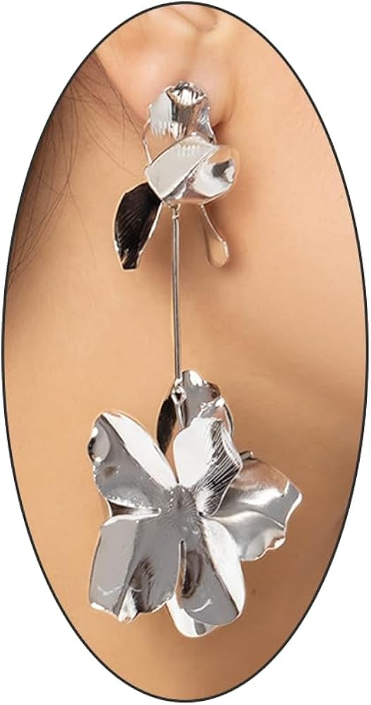 Chunky Metal Flower Statement Drop Earrings for Women Boho Gold Silver Exaggerated Geometric Flor... | Amazon (US)