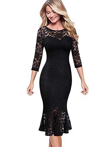 VFSHOW Womens Elegant Vintage Cocktail Party Mermaid Midi Mid-Calf Dress | Amazon (US)