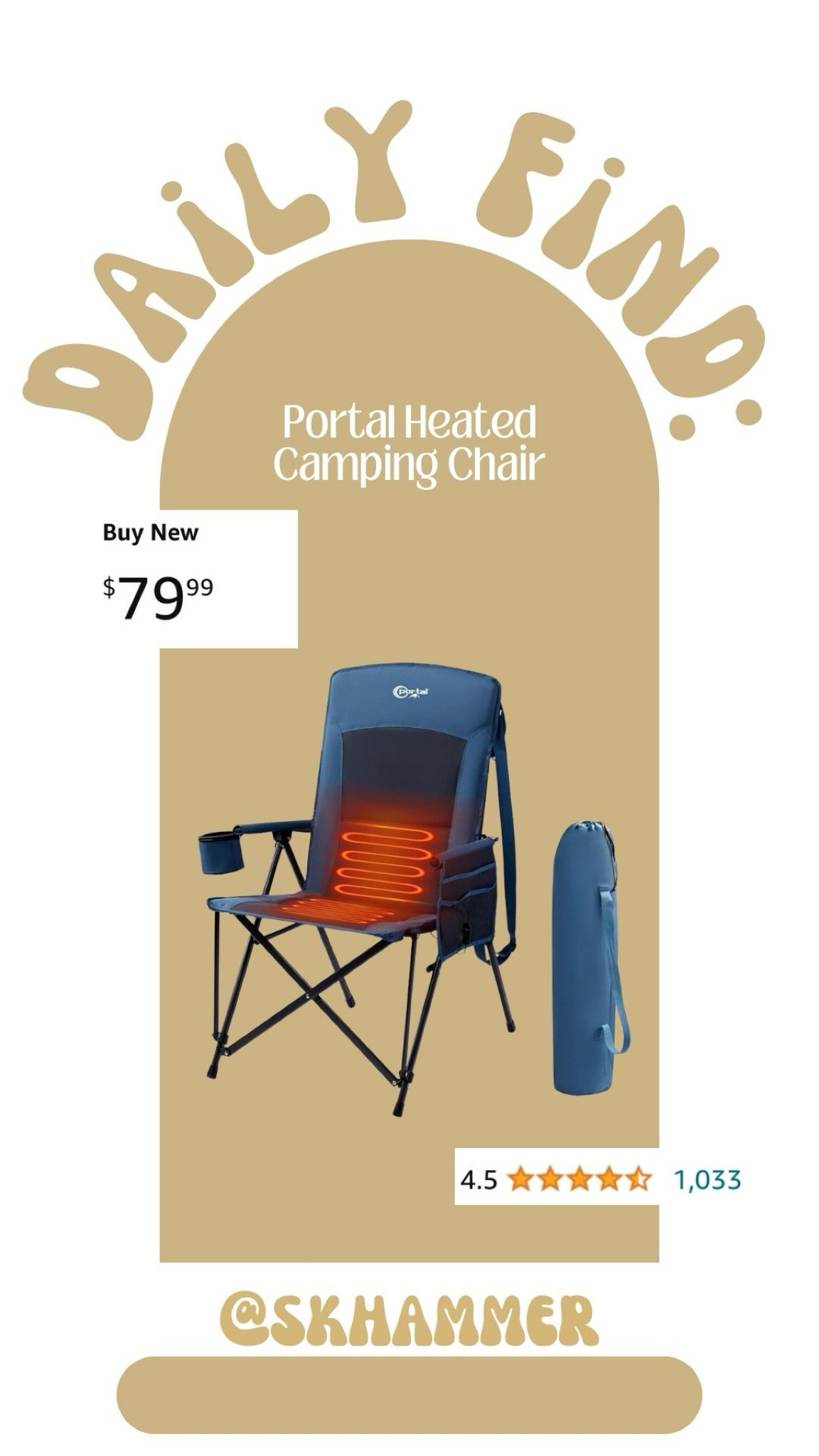 Daily Find! As soon as I found this heated camping chair, I knew I had to share it with y’all!! Imagine a stunning view outside after a 5 mile hike and getting to relax in a heated camping chair afterwards by a fire? Dreamy! Count me in! I’ve been really wanting to spend more time outside hiking + camping and these little luxuries make it an even better experience!