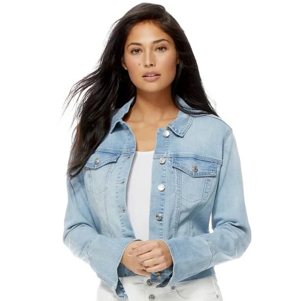 Sofia Jeans by Sofia Vergara Marianella Wrist Button Jean Jacket, Women's | Walmart (US)