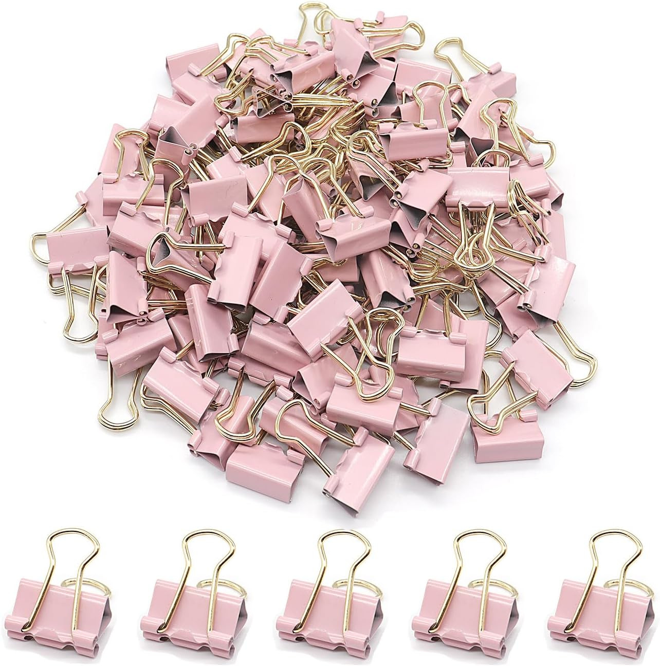 YCVIORING Mini Binder Clips, 100 Pack, Light Pink, 15mm (5/8 inch), Office, Home, School, Crafts, Tempered Steel, Modern Style | Amazon (US)