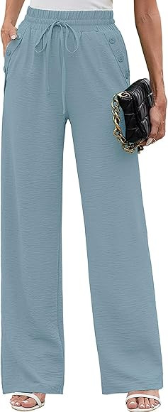Heymoments Women's Wide Leg Lounge Pants Lightweight High Waisted Adjustable Tie Knot Loose Fit T... | Amazon (US)