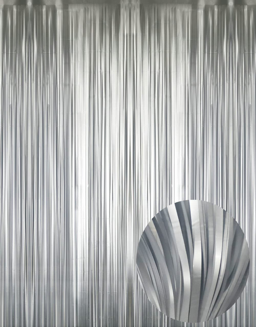 GOER 3.2 ft x 8.2 ft Metallic Tinsel Foil Fringe Curtains Party Photo Backdrop Party Streamers fo... | Amazon (US)