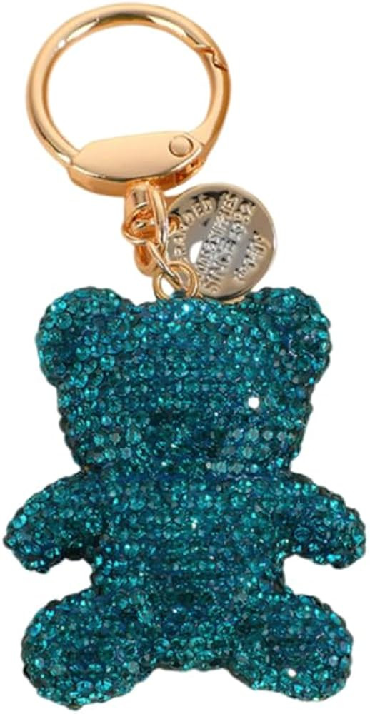 xuzhiyuan Rhinestone Bear Keychain - Sparkly Crystal Bear Charm with Gold Clasp, Colorful Cute Pu... | Amazon (US)