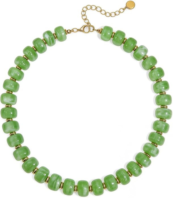 Beaded Necklace for Women, Boho Statement Bead Chunky Necklace Large Acrylic Beads Necklace Fashi... | Amazon (US)