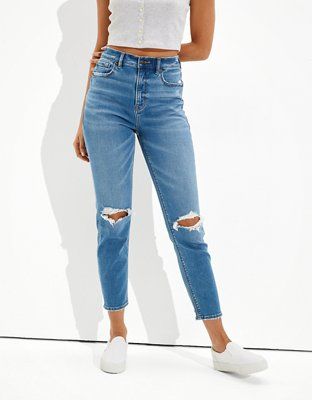 AE Ne(x)t Level Ripped Mom Jean | American Eagle Outfitters (US & CA)