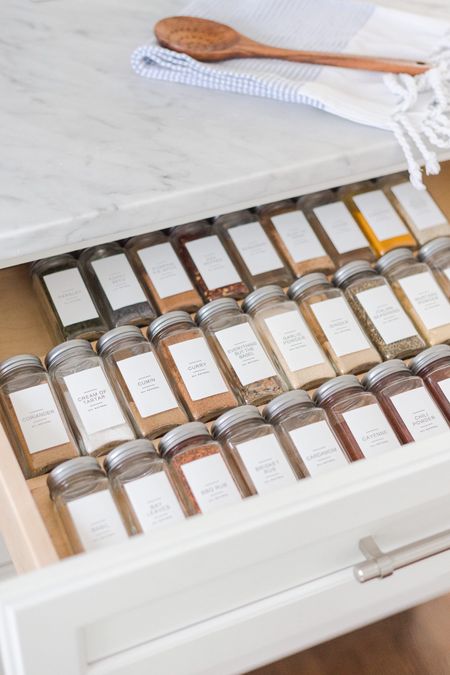 Spice jar drawer organizer and labels  

#LTKhome #LTKfindsunder50