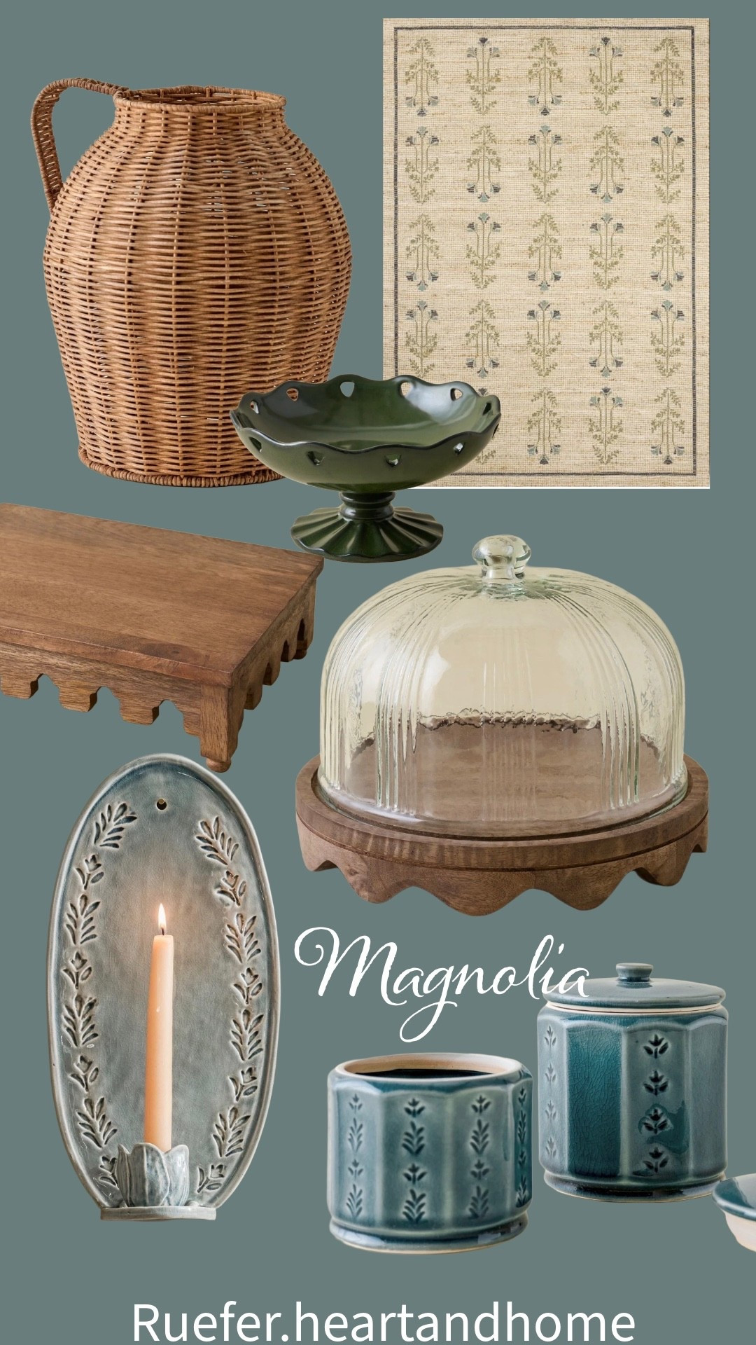 Beautiful spring finds from Magnolia… wicker jug, wicker vase, kitchen cake dome, ceramic wall candle sconce, wood riser, rug, canister 

#LTKHome #LTKSeasonal #LTKSaleAlert