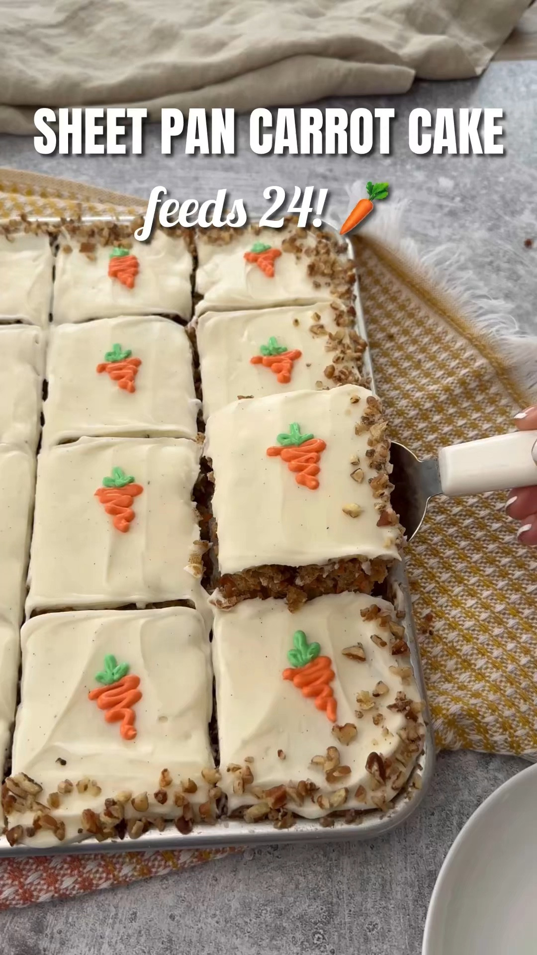Carrot Cake Sheet Cake - my birthday cake growing up! 🥕🎂 Feeds a crowd! Pineapple keeps it incredibly moist, whipped cream cheese frosting is lighter but delicious! Perfect for Easter, spring gatherings. Box grater for carrots. Shop my sheet pan + box grater below! Recipe on blog! #carrotcake #sheetpan #birthday #easter 

#LTKmomlife #LTKdayinmylife #LTKfoodie