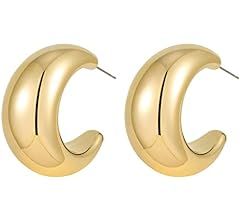 Apsvo Chunky Gold/Silver Hoop Earrings for Women, Lightweight Hollow Open Hoops Hypoallergenic Ea... | Amazon (US)