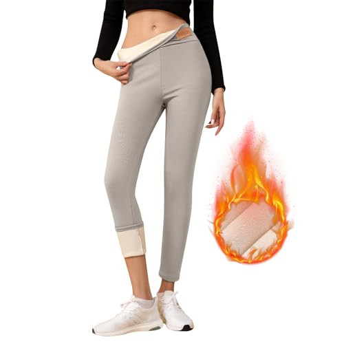 Thermal Leggings for Women,2024 Fleece Lined Leggings Soft Thickened Sherpa Lined Tights High Waisted Stretch Winter Leggings Comfort Warm Lined Sweatpants(A-Light Gray,L | Amazon (US)