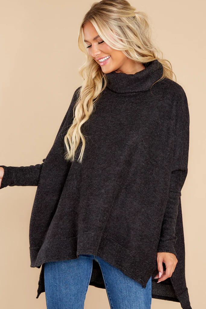 Last To Love Charcoal Grey Cowl Neck Sweater | Red Dress 