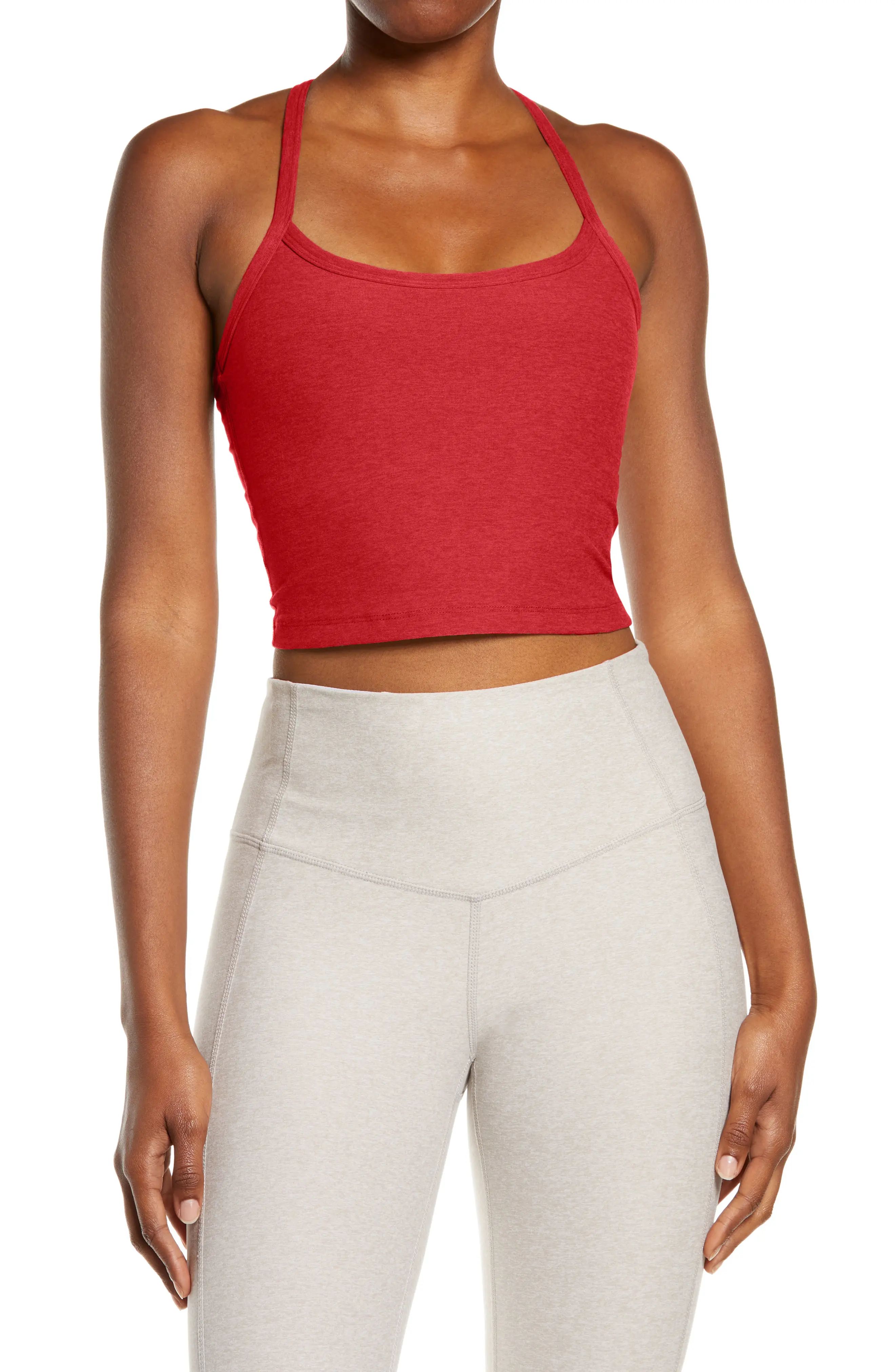 Beyond Yoga Space Dye Crop Tank in Currant Red Heather at Nordstrom, Size Large | Nordstrom