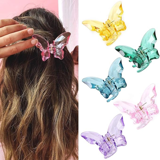 NAISIER Hair Claw Clips Jaw Clips 3.3 inch Girls Clear Butterfly Hair Clips, Beautiful Butterfly ... | Amazon (US)