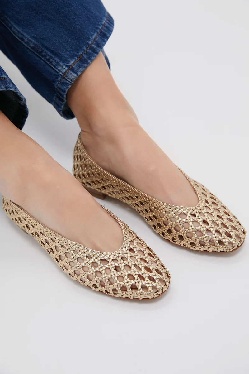 Champagne Woven Nina Flats | Tuckernuck (US)