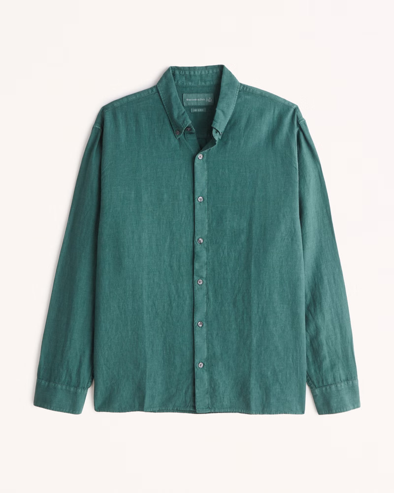 Linen Button-Up Shirt | Abercrombie & Fitch (US)