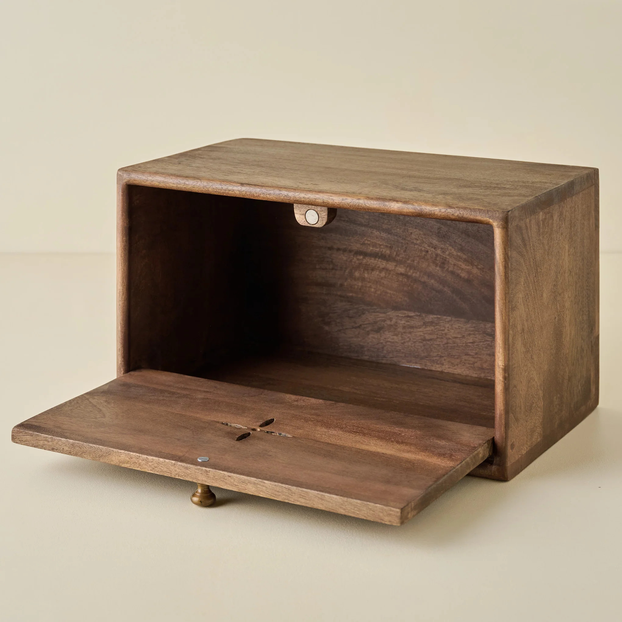 Antiqued Wood Carved Bread Box | Magnolia
