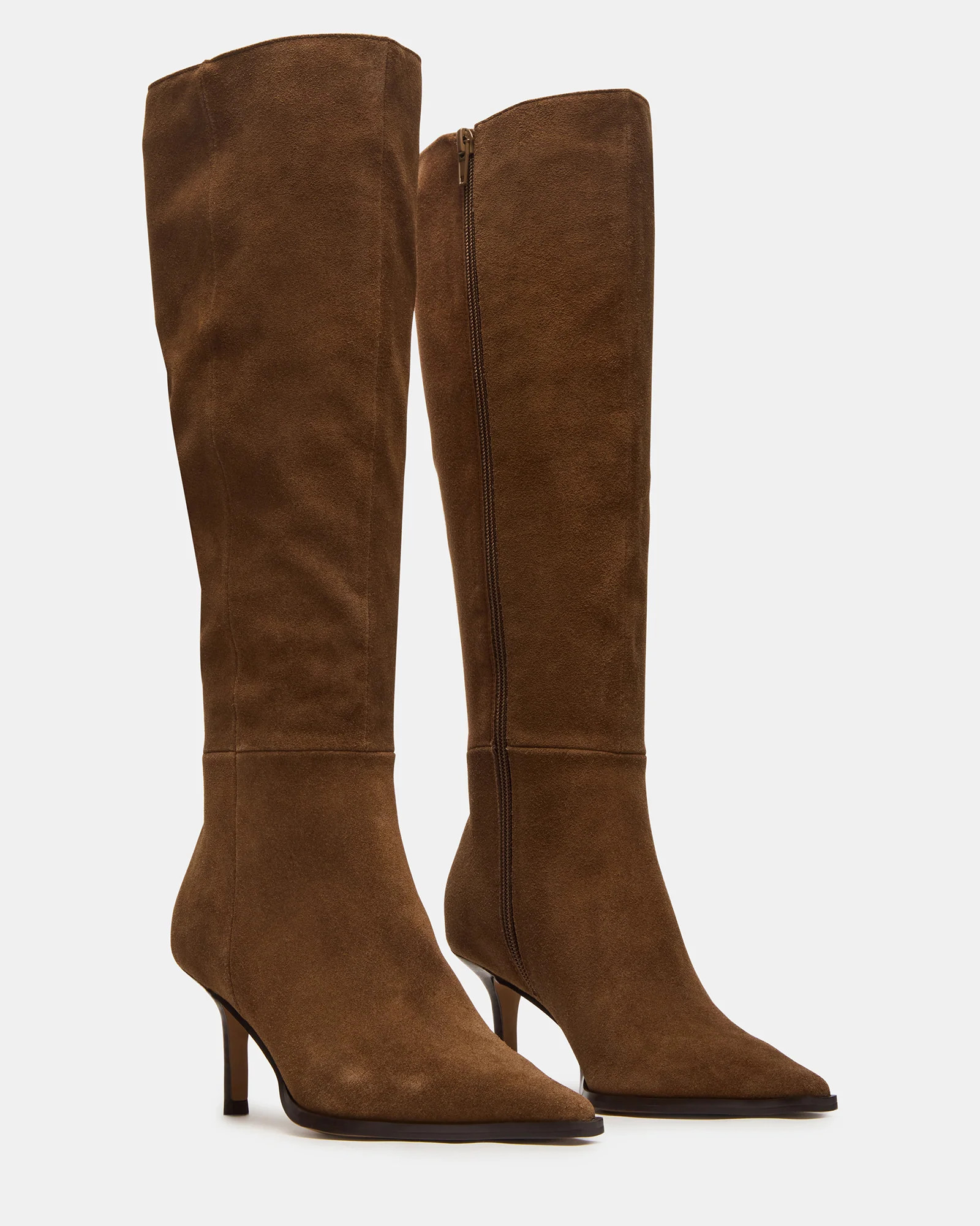 LINGO Chestnut Suede Pointed-Toe Knee-High Women's Boot | Steve Madden (US)