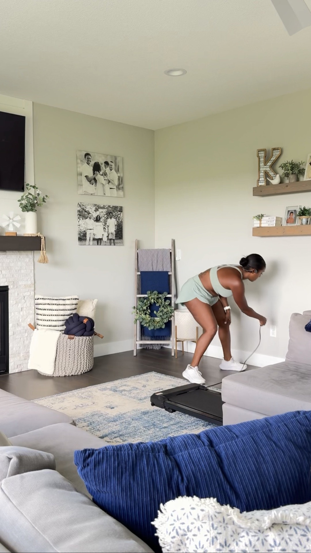 I posted a funny reel on my instagram briefly featuring my walking pad and had no idea anyone would want the link. I like how it slides under my couch easily out of view but accessible. I don’t use it much if at all in the summer but it comes in clutch for Illinois winters. Id say the speed gets you to a nice brisk walk. Not running though.

#LTKActive #LTKfitnessgoals