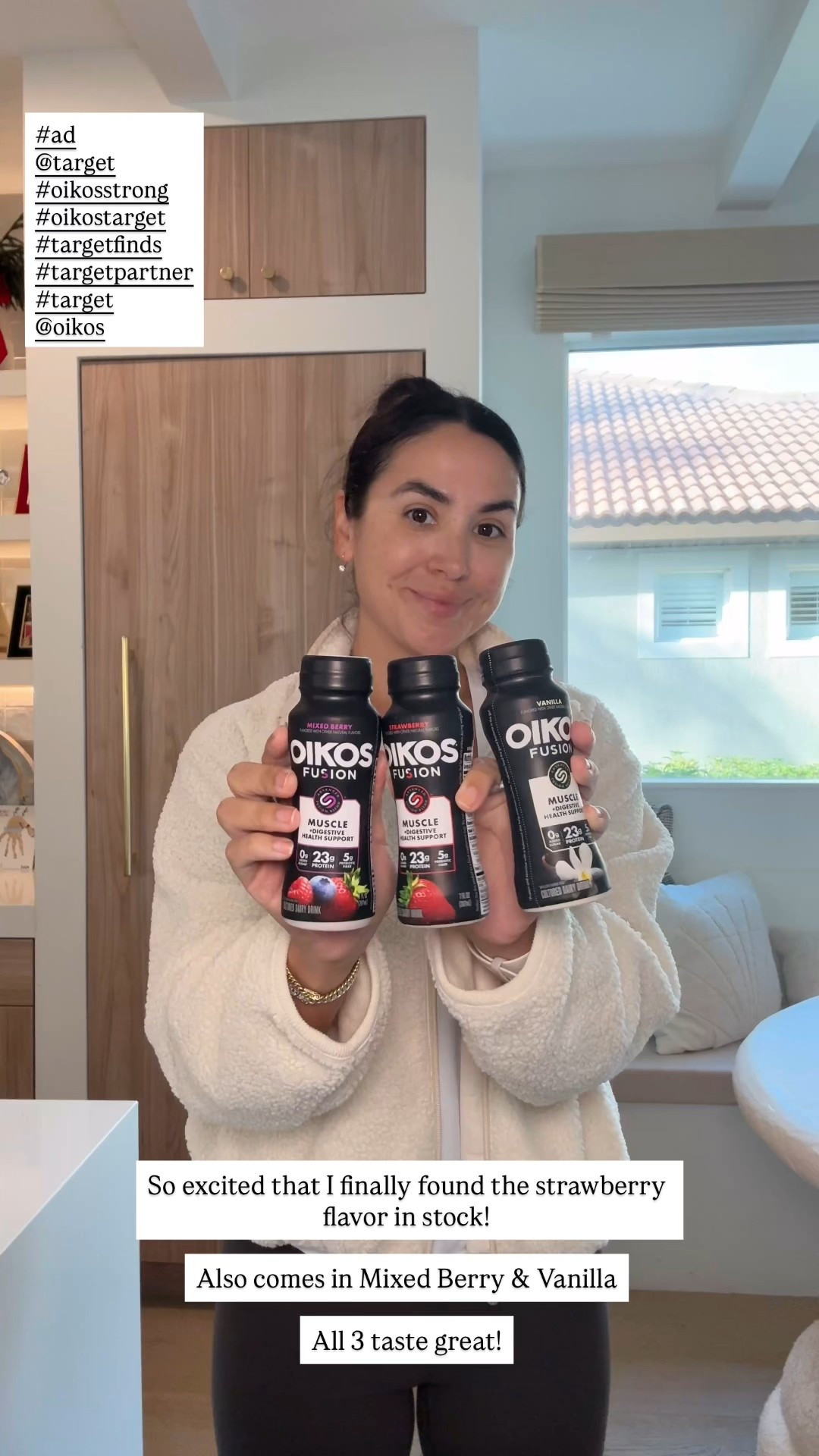 #AD Still a hyperfixation! I recently shared the new @oikos Fusion Drink from one of my last @target runs and it’s still a staple in my refrigerator.  3 flavors (Mixed Berry, Vanilla and Strawberry) that have 23g of protein per bottle + 5g of prebiotic fiber that supports digestive health. It’s my new go-to in between workouts. The patented Advanced Fusion Blend helps build and retain muscle during weight loss as well*. It tastes great too! Comment SHOP and I’ll send the link directly to your inbox #oikosstrong #oikostarget #targetpartner #targetfinds 

**Contains whey, leucine, and vitamin D which, together with exercise and a balanced diet, help maintain muscles

#LTKfitnessgoals #LTKfoodie