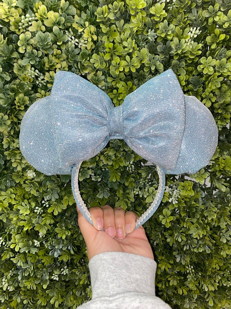 Light Blue Sparkly Minnie Mouse Ears Minnie Disney Ears - Etsy | Etsy (US)