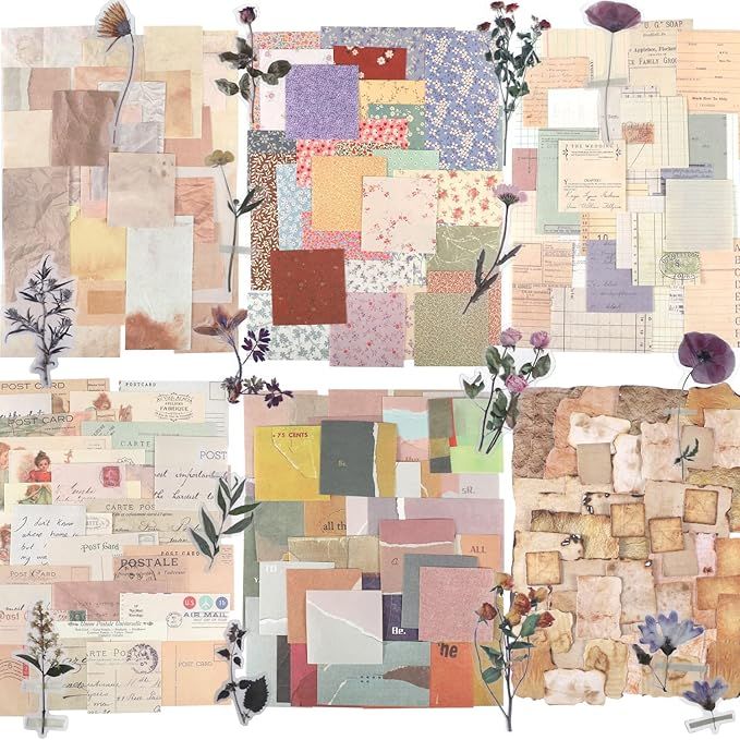 445 PCS Vintage Scrapbook Paper Journaling Scrapbooking Supplies Kit Aesthetic Decorative Craft P... | Amazon (US)