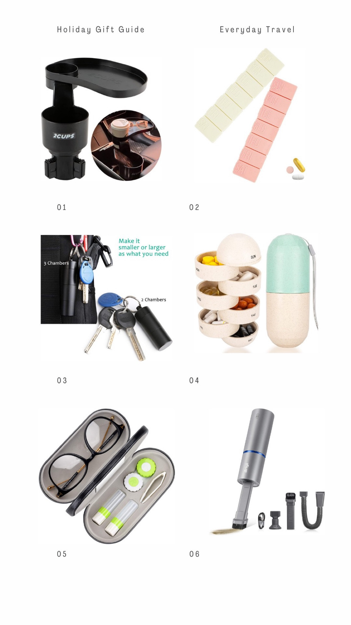 1 - Car Tray 
2-4 - Pill Case 
5 - Glass & Contact Case
6 - Car Vacuum 

#primeday2022

#LTKunder100 #LTKunder50 #LTKHoliday
