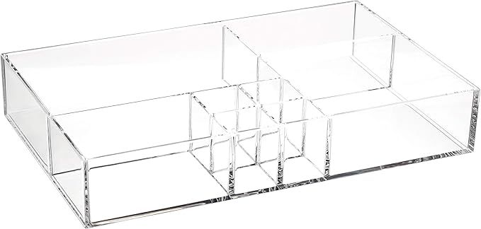 Amazon Basics Acrylic 8-Compartment Durable Makeup Jewelry Accessories Storage Organizer Tray | Amazon (US)