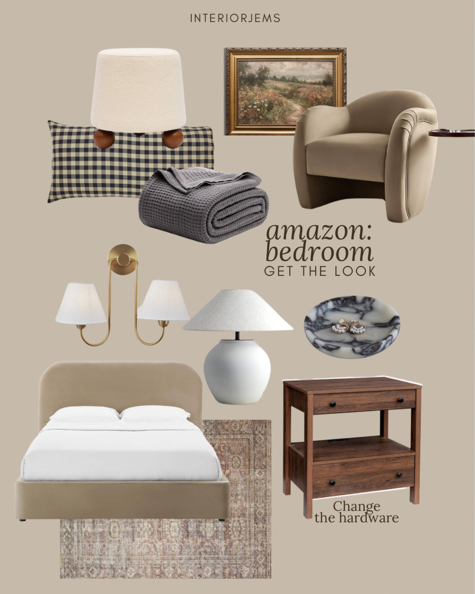Amazon bedroom get the look, nightstand with storage, velvet, upholstered, bed, bun, foot, ottoman, accent chair, waffle, weave bed, blanket, double wall, sconces, table, lamp, marble, catchall, framed, and ready, art, guest bedroom, primary bedroom, kids bedroom

#LTKSaleAlert #LTKHome #LTKStyleTip