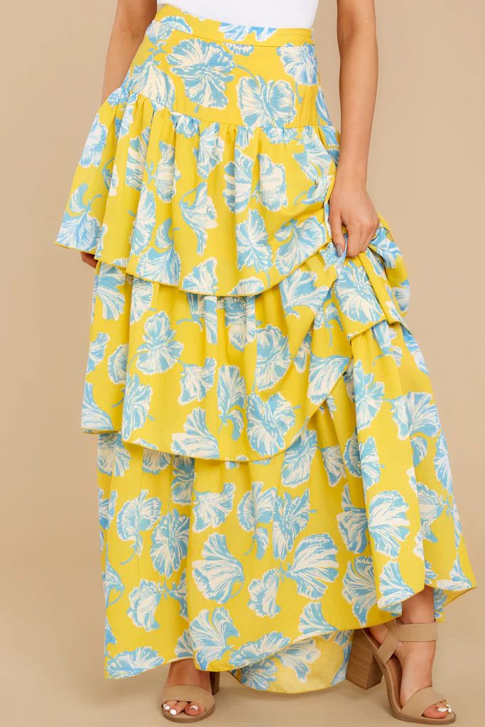 Sunsational Yellow Print Maxi Skirt | Red Dress 