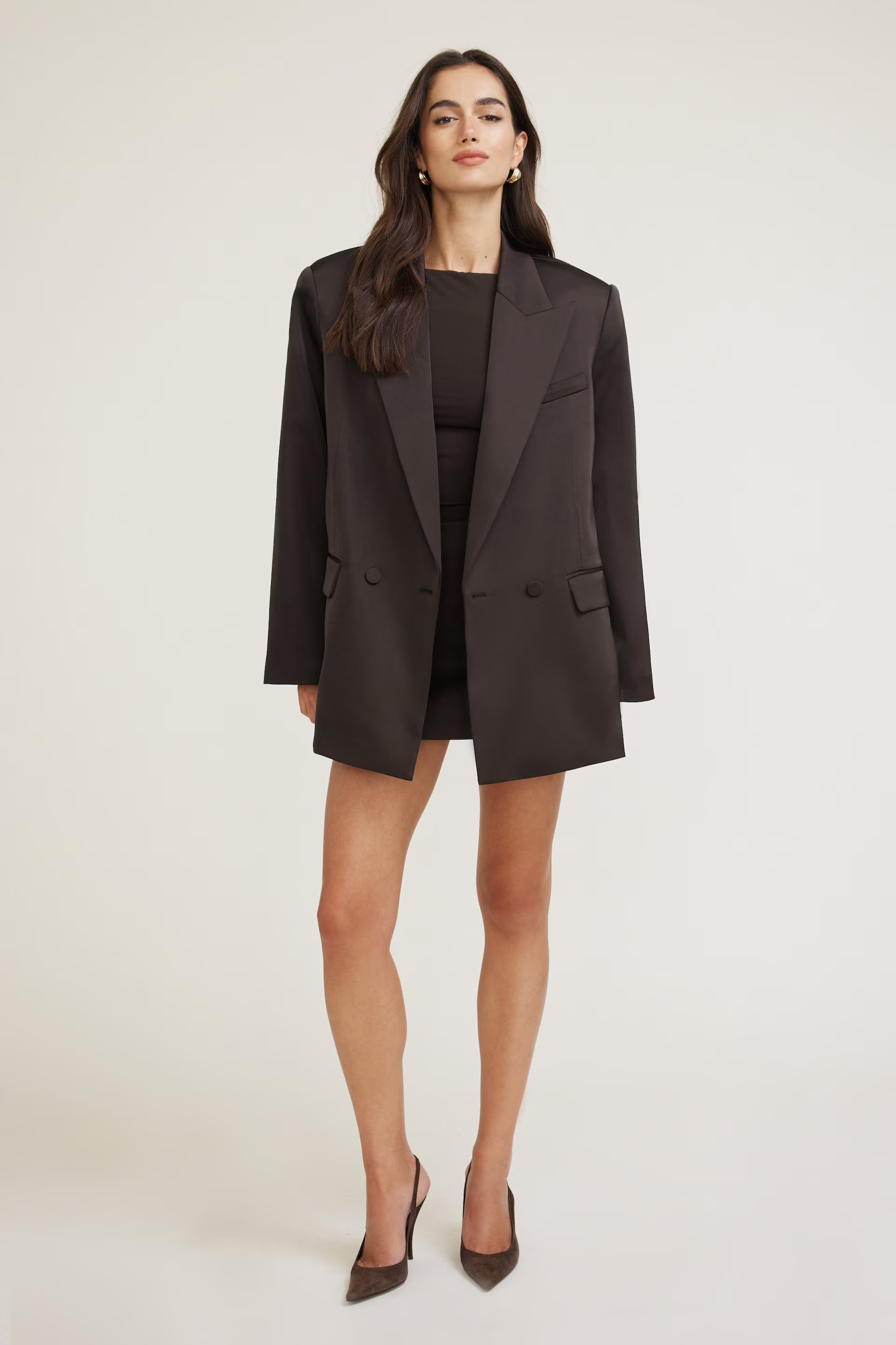 Noa Oversized Satin Blazer | Dynamite Clothing