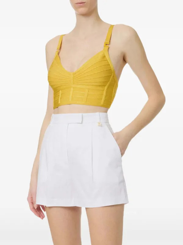 Elisabetta Franchi 3D Knit Crop Top | Amarelo | FARFETCH BR | Farfetch (BR)