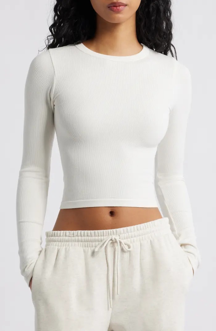 Softie Seamless Long Sleeve Crop T-Shirt | Nordstrom