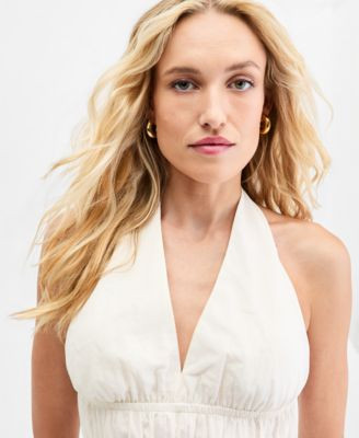 Bar III Women's Linen-Blend Halter Top, Macy's Exclusive - Macy's | Macy's