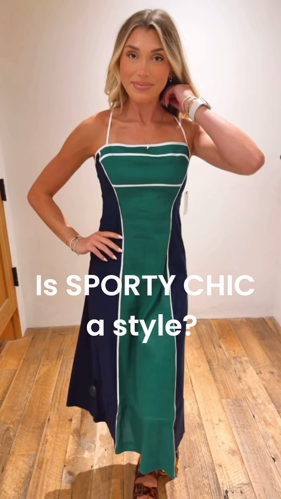 The side paneling and trim details create such a flattering silhouette, while the subtle tennis-inspired design gives it a sporty-chic feel.

@Anthropologie #anthropartner