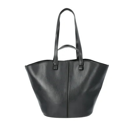 Time and Tru Women's Faux Leather Tulip Tote Handbag, Black | Walmart (US)