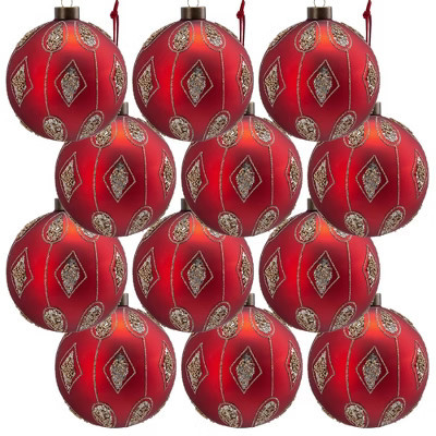 TopComfy Decorative Object Glass Christmas Ball Ornaments Elegant Festive Style for Holiday Tree Decor, Red, 3"*3"*3" | Target