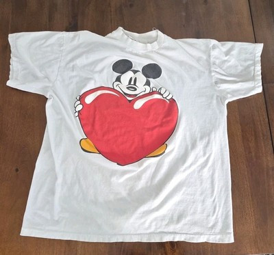 Disney Mickey & Co Mouse Heart T-Shirt Vintage 90s Single Stitch Valentine's Day | eBay US