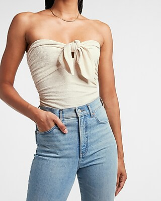 Metallic Tie Front Tube Top | Express