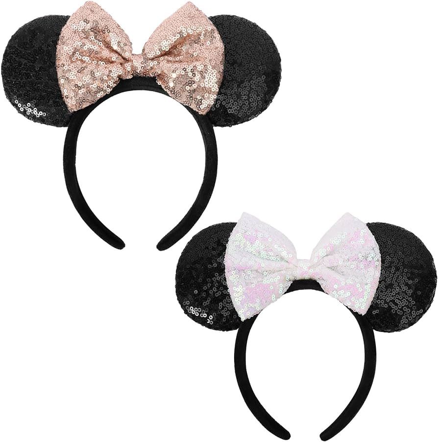 2 PCS Mouse Ears, Glitter Mouse Ears Headbands for Women Girls Wedding Park Accessories Party Dec... | Amazon (US)
