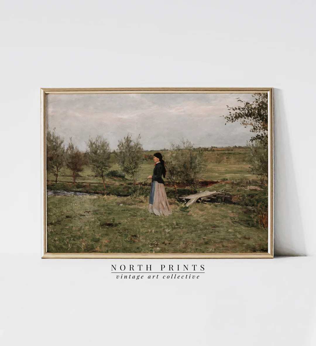 Farmhouse Art | Vintage Country Landscape Painting | Woman Digital PRINTABLE | 352 | Etsy (US)