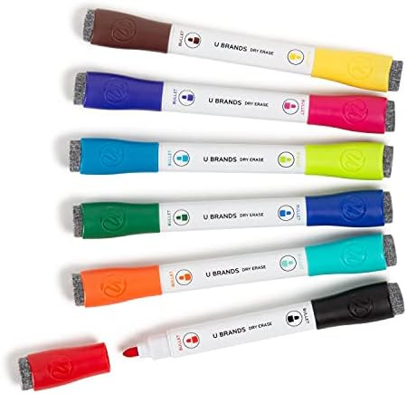 U Brands Fine Tip Dry Erase Markers with Eraser, Magnetic Double-Ended Whiteboard Markers, Low Od... | Amazon (US)